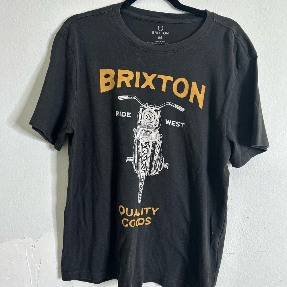 Brixton Charcoal Tee with Yellow Lettering